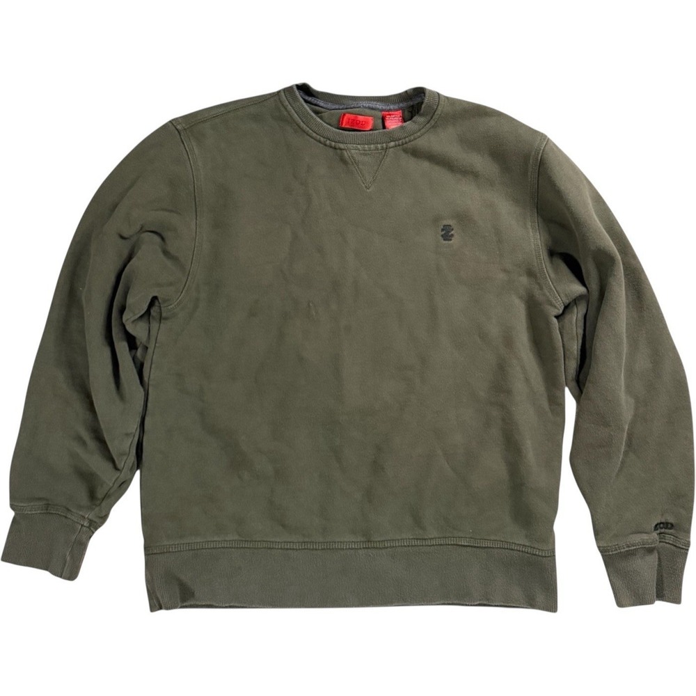 IZOD Men's Medium Green Crewneck Sweatshirt‎ Classic Logo Pullover Classic